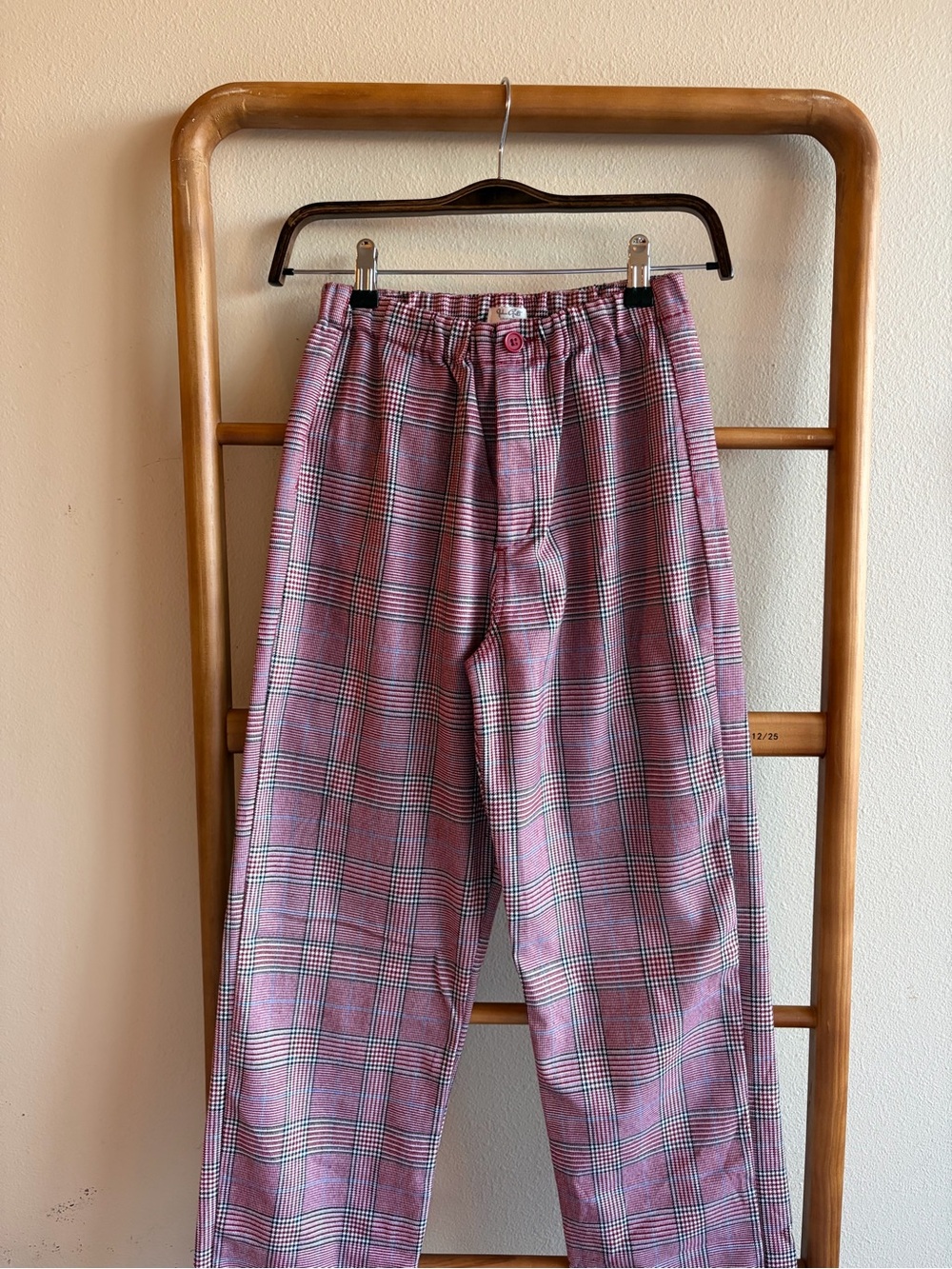 Brandy Melville Pink Plaid High-Rise Pants